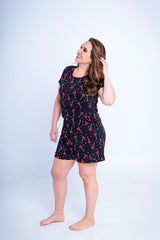 Conjunto Milena - Pijama com Shorts Decote Canoa de Suede - Naguirre Shop