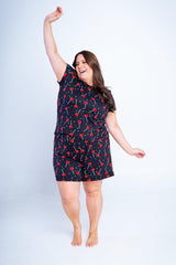 Conjunto Milena - Pijama com Shorts Decote Canoa de Suede - Naguirre Shop