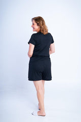 Conjunto Milena - Pijama com Shorts Decote Canoa de Suede - Naguirre Shop