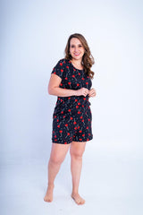 Conjunto Milena - Pijama com Shorts Decote Canoa de Suede - Naguirre Shop