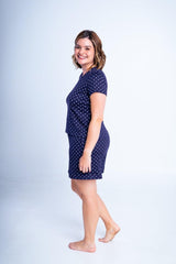 Conjunto Milena - Pijama com Shorts Decote Canoa de Suede - Naguirre Shop