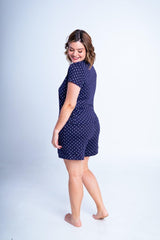 Conjunto Milena - Pijama com Shorts Decote Canoa de Suede - Naguirre Shop