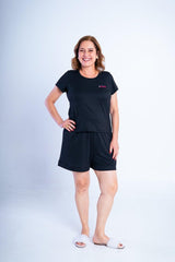 Conjunto Milena - Pijama com Shorts Decote Canoa de Suede - Naguirre Shop