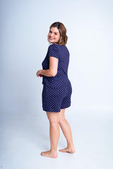 Conjunto Milena - Pijama com Shorts Decote Canoa de Suede - Naguirre Shop