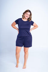 Conjunto Milena - Pijama com Shorts Decote Canoa de Suede - Naguirre Shop