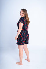 Conjunto Milena - Pijama com Shorts Decote Canoa de Suede - Naguirre Shop