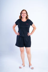 Conjunto Milena - Pijama com Shorts Decote Canoa de Suede - Naguirre Shop