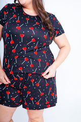 Conjunto Milena - Pijama com Shorts Decote Canoa de Suede - Naguirre Shop