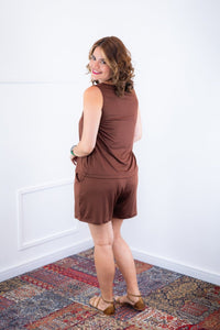 Conjunto Olivia - Bermudinha e Blusa Regata em Malha Confort - Naguirre Shop