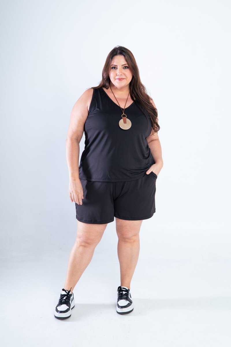 Conjunto Olivia - Bermudinha e Blusa Regata em Malha Confort - Naguirre Shop