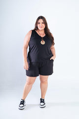 Conjunto Olivia - Bermudinha e Blusa Regata em Malha Confort - Naguirre Shop