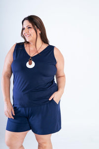 Conjunto Olivia - Bermudinha e Blusa Regata em Malha Confort - Naguirre Shop