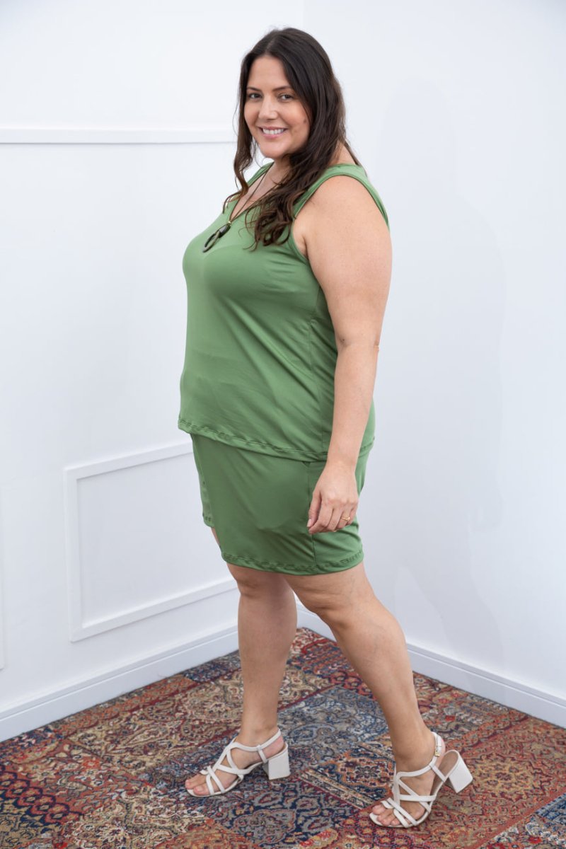 Conjunto Olivia - Bermudinha e Blusa Regata em Malha Confort - Naguirre Shop