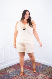 Conjunto Olivia - Bermudinha e Blusa Regata em Malha Confort - Naguirre Shop