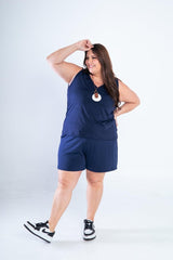 Conjunto Olivia - Bermudinha e Blusa Regata em Malha Confort - Naguirre Shop