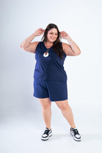 Conjunto Olivia - Bermudinha e Blusa Regata em Malha Confort - Naguirre Shop
