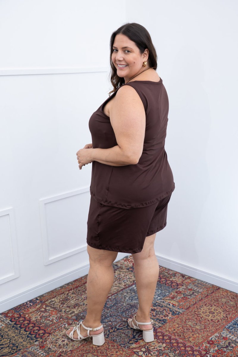 Conjunto Olivia - Bermudinha e Blusa Regata em Malha Confort - Naguirre Shop