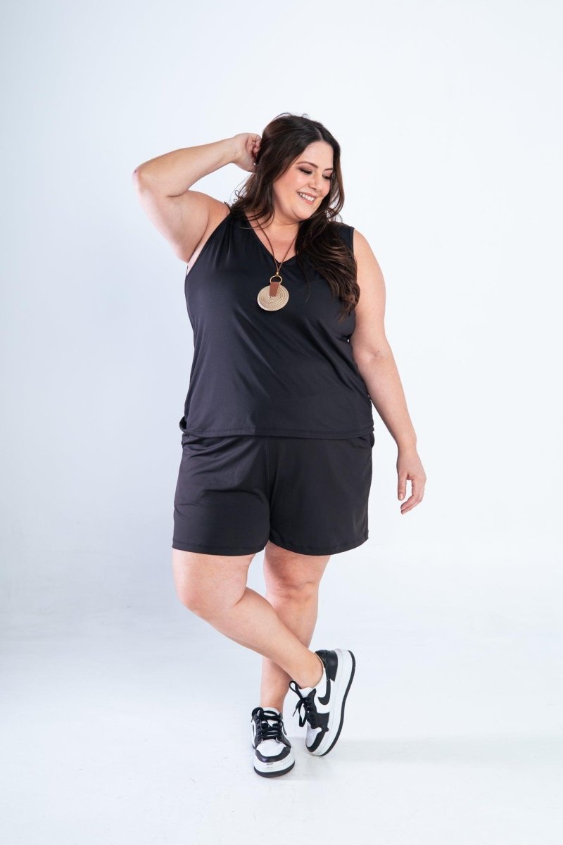 Conjunto Olivia - Bermudinha e Blusa Regata em Malha Confort - Naguirre Shop