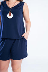 Conjunto Olivia - Bermudinha e Blusa Regata em Malha Confort - Naguirre Shop