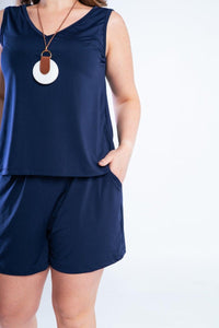 Conjunto Olivia - Bermudinha e Blusa Regata em Malha Confort - Naguirre Shop