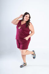 Conjunto Olivia - Bermudinha e Blusa Regata em Malha Confort - Naguirre Shop