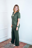 Conjunto Patrícia - Malha Canelada Gola V Pantalona - Naguirre Shop