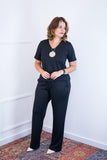 Conjunto Patrícia - Malha Canelada Gola V Pantalona - Naguirre Shop