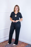 Conjunto Patrícia - Malha Canelada Gola V Pantalona - Naguirre Shop