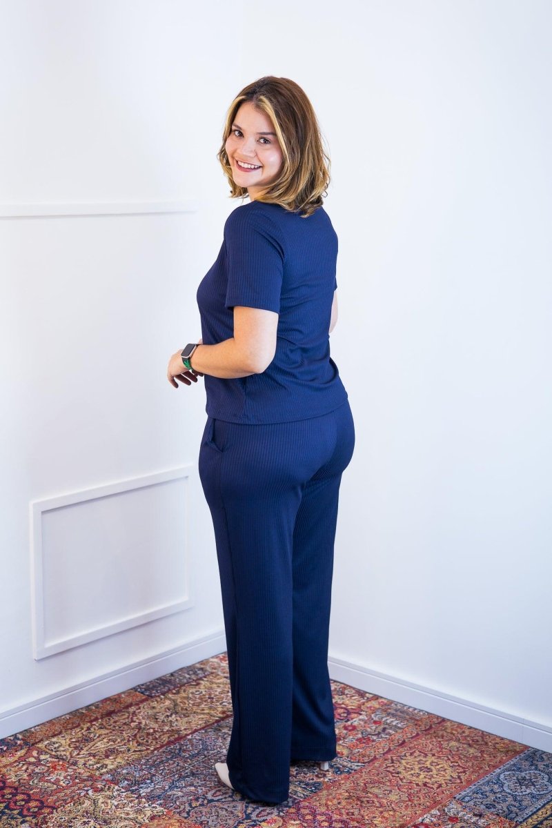 Conjunto Patrícia - Malha Canelada Gola V Pantalona - Naguirre Shop