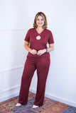 Conjunto Patrícia - Malha Canelada Gola V Pantalona - Naguirre Shop