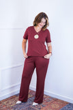 Conjunto Patrícia - Malha Canelada Gola V Pantalona - Naguirre Shop