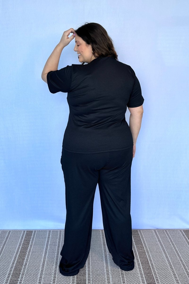 Conjunto Patrícia - Malha Canelada Gola V Pantalona - Naguirre Shop