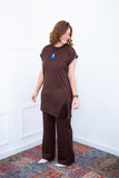 Conjunto Portugal – Túnica Longa com Fenda Lateral e Calça Pantalona em Malha Canelada - Naguirre Shop