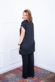 Conjunto Portugal – Túnica Longa com Fenda Lateral e Calça Pantalona em Malha Canelada - Naguirre Shop