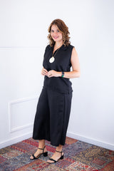 Conjunto Raquel - Blusa e Pantacourt em Linho Light - Naguirre Shop