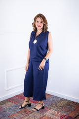 Conjunto Raquel - Blusa e Pantacourt em Linho Light - Naguirre Shop