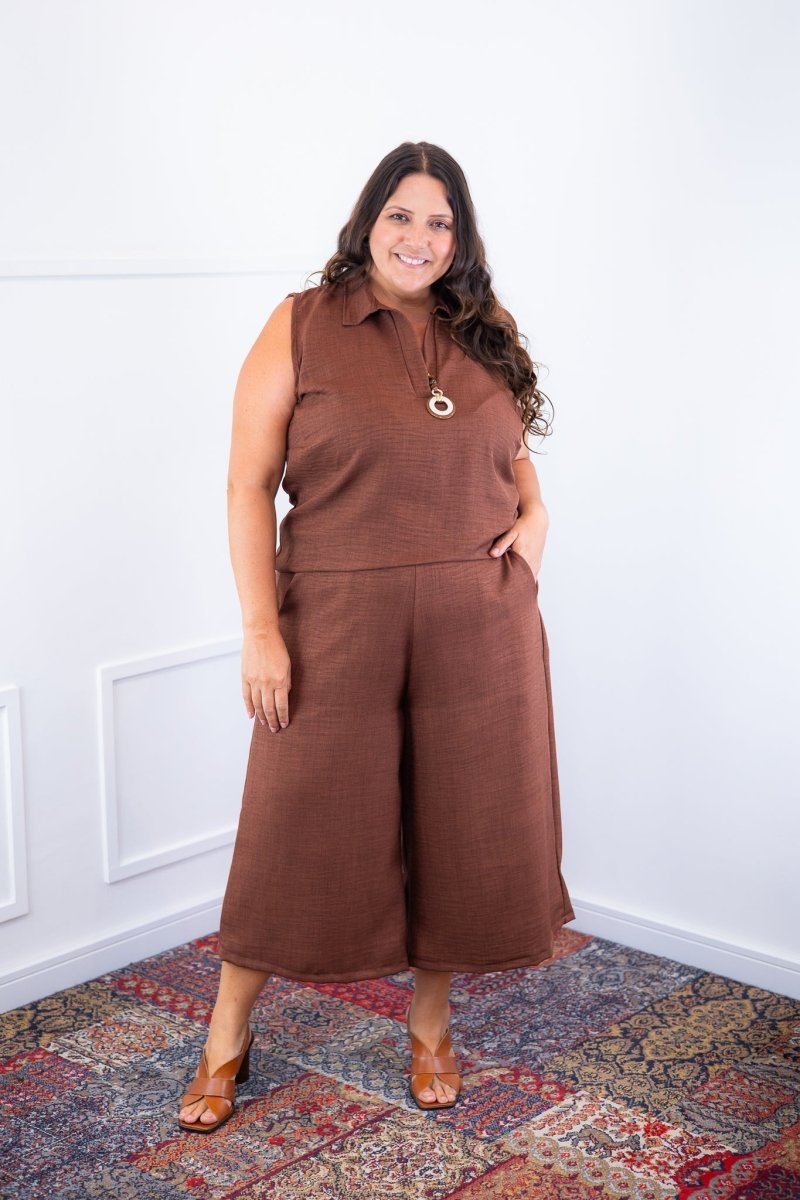 Conjunto Raquel - Blusa e Pantacourt em Linho Light - Naguirre Shop