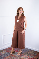 Conjunto Raquel - Blusa e Pantacourt em Linho Light - Naguirre Shop