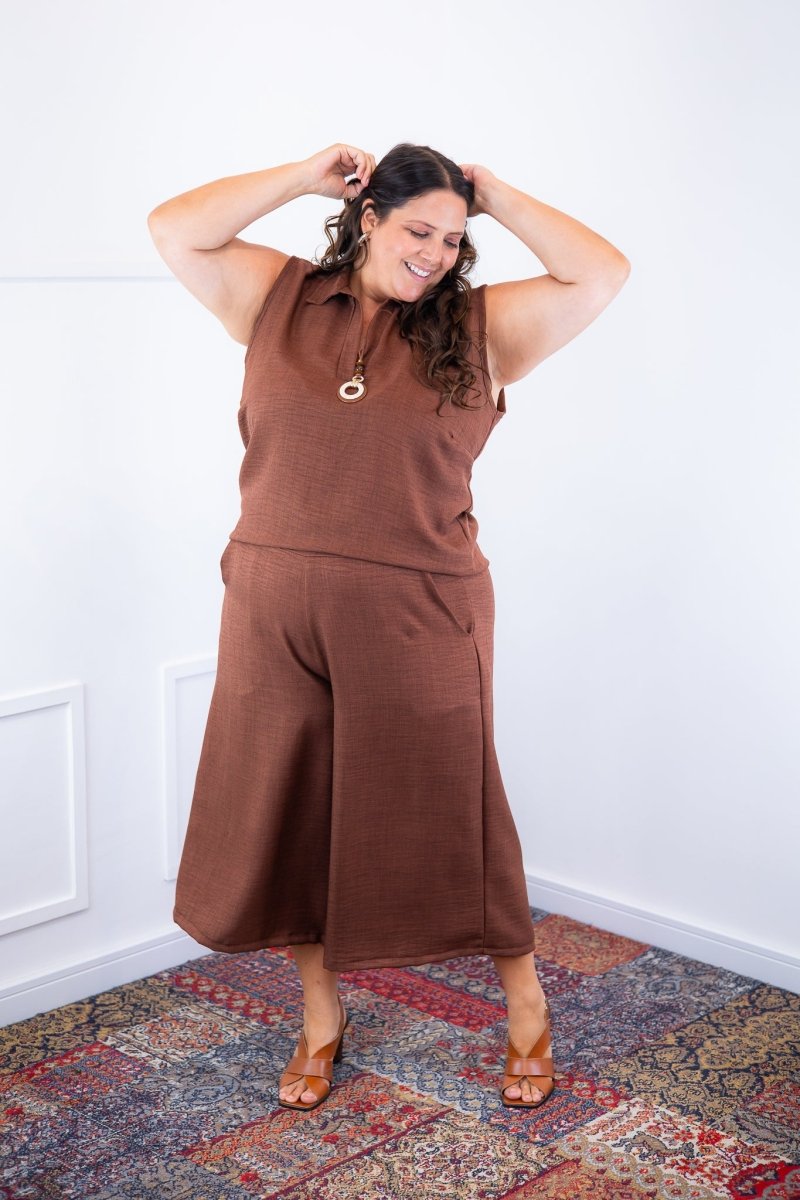 Conjunto Raquel - Blusa e Pantacourt em Linho Light - Naguirre Shop