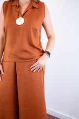 Conjunto Raquel - Blusa e Pantacourt em Linho Light - Naguirre Shop