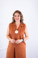 Conjunto Raquel - Blusa e Pantacourt em Linho Light - Naguirre Shop