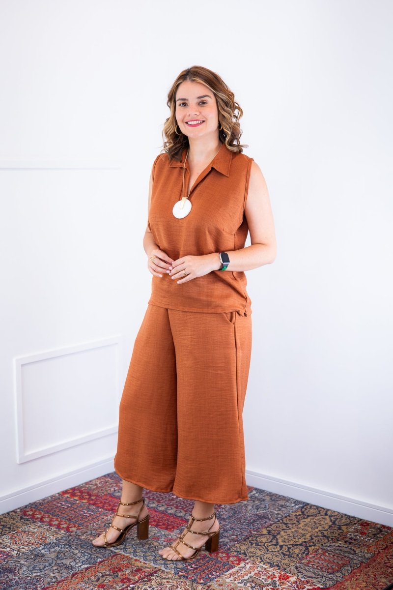 Conjunto Raquel - Blusa e Pantacourt em Linho Light - Naguirre Shop