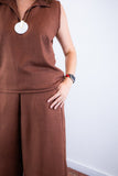 Conjunto Raquel - Blusa e Pantacourt em Linho Light - Naguirre Shop