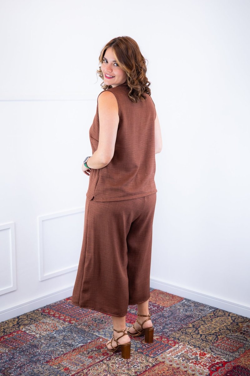 Conjunto Raquel - Blusa e Pantacourt em Linho Light - Naguirre Shop