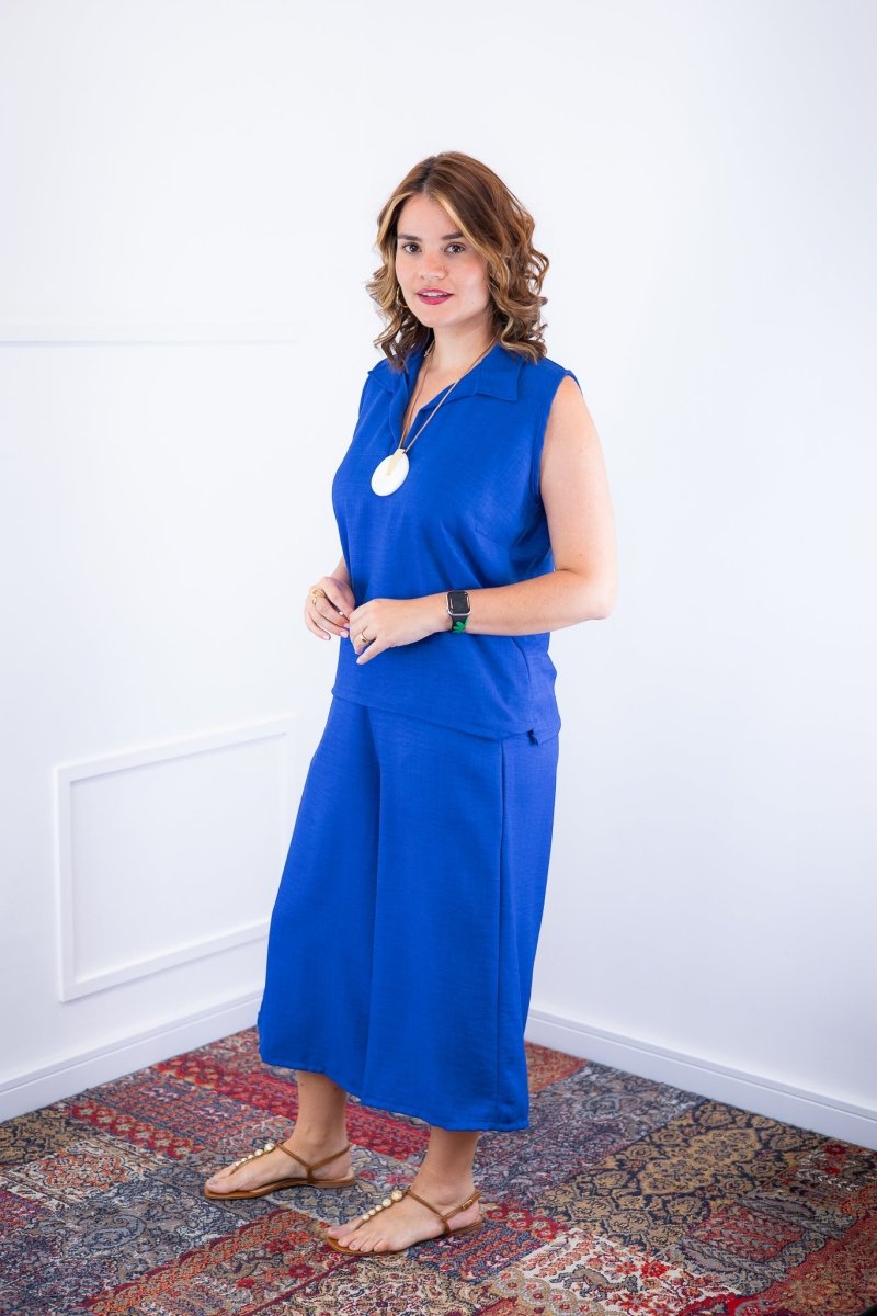 Conjunto Raquel - Blusa e Pantacourt em Linho Light - Naguirre Shop