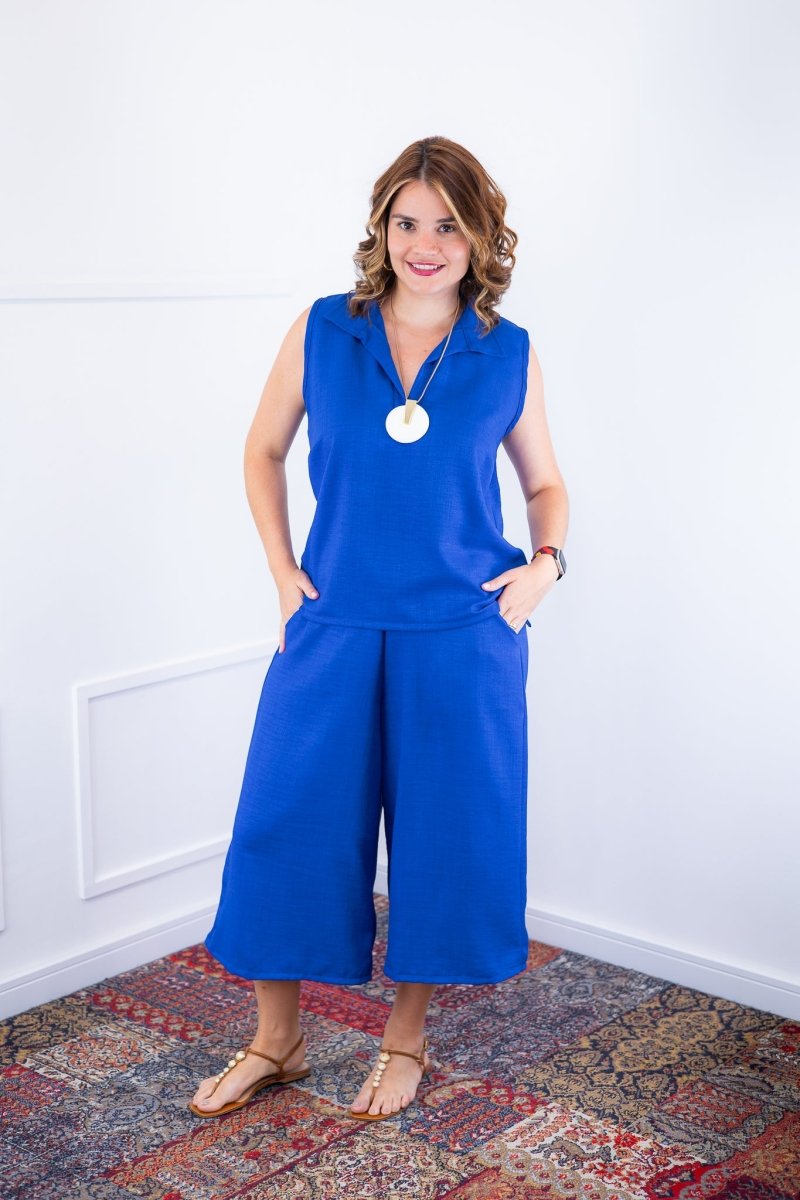 Conjunto Raquel - Blusa e Pantacourt em Linho Light - Naguirre Shop