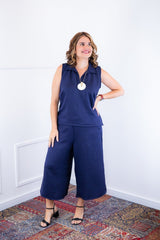 Conjunto Raquel - Blusa e Pantacourt em Linho Light - Naguirre Shop