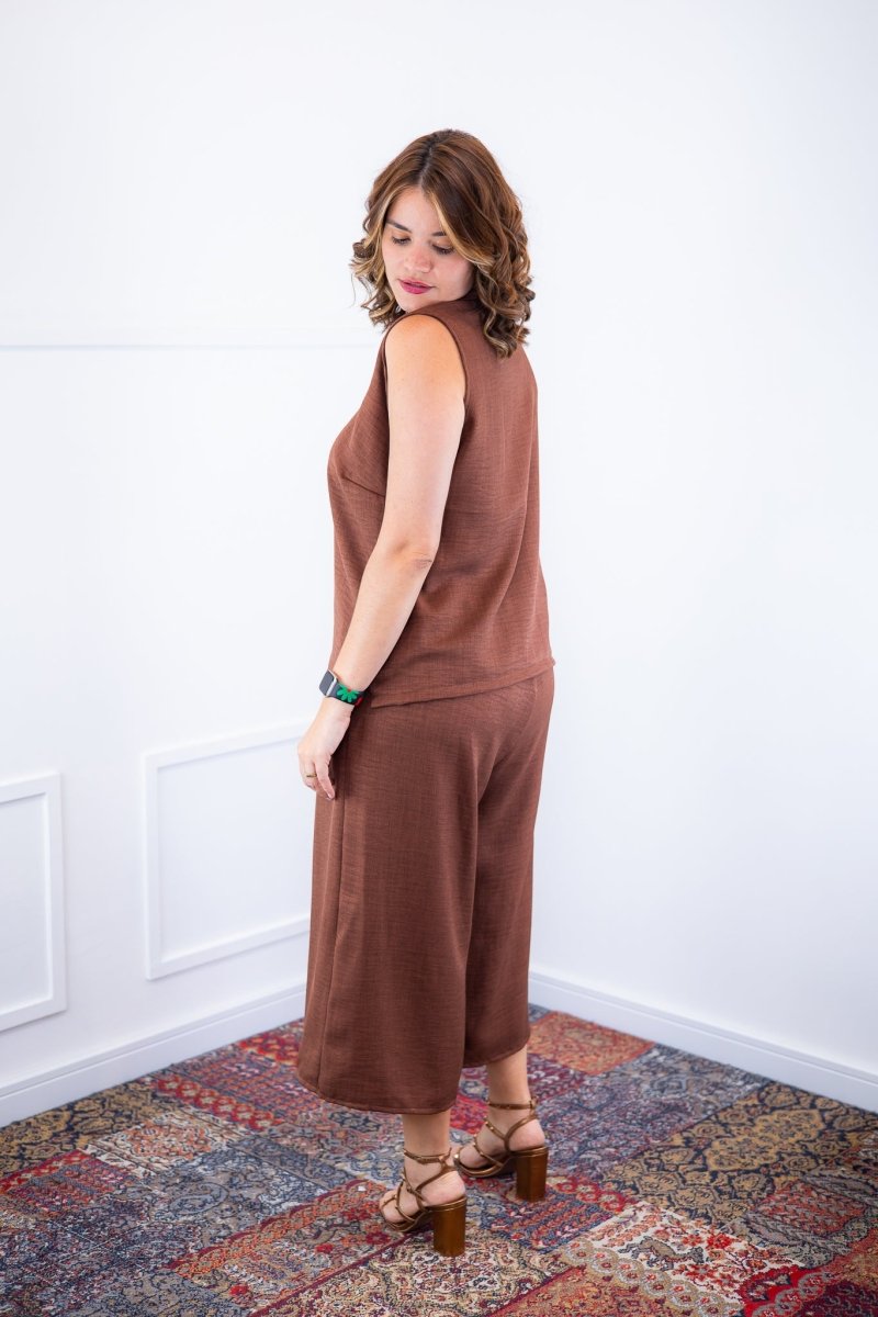 Conjunto Raquel - Blusa e Pantacourt em Linho Light - Naguirre Shop