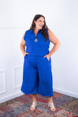 Conjunto Raquel - Blusa e Pantacourt em Linho Light - Naguirre Shop