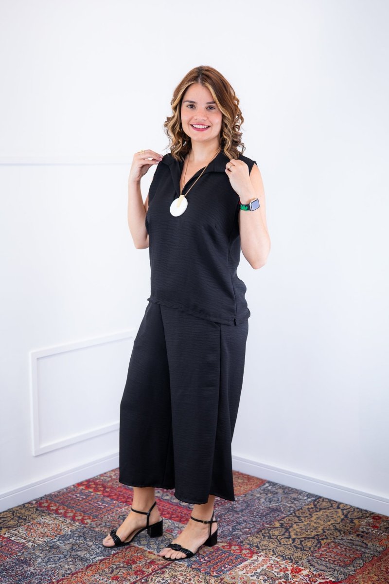 Conjunto Raquel - Blusa e Pantacourt em Linho Light - Naguirre Shop